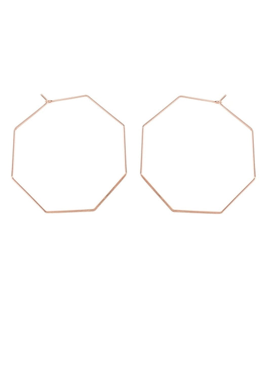 Octagon Brass Earrings - BeauTise’ Boutique